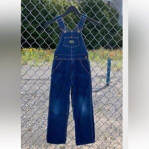 Vtg OshKosh B'Gosh Bib Overalls Made in USA Dark Denim Dark Patch 7/6X